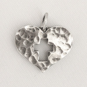 Hammered Heart with Cross